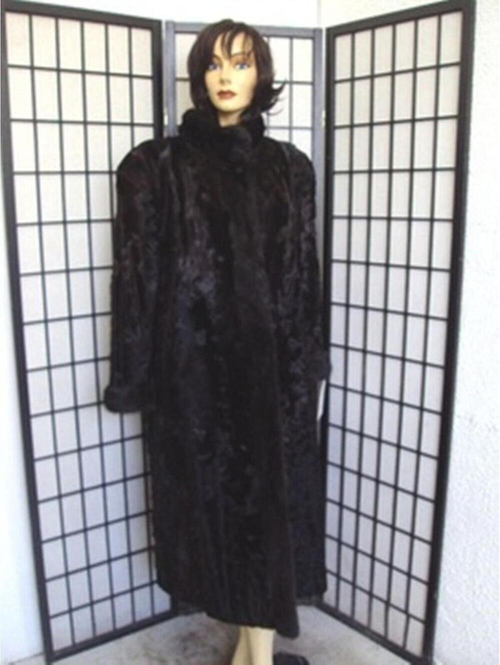 ! EXCELLENT BROWN BLACK LAMB W/MINK FUR COAT JACKET WOMEN WOMAN SIZE 10